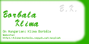 borbala klima business card